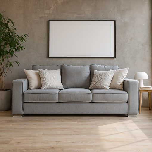 Sofá moderno de tela gris de 3 plazas elegante sofá para sala de estar - Imagen 2
