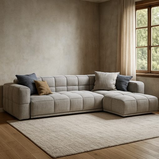 Sofá seccional moderno de tela gris claro con chaise longue un espacioso sofá para la sala de estar - Imagen 2