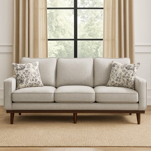 Sofá moderno de tela gris claro de 3 plazas un elegante sofá para sala de estar - Imagen 2