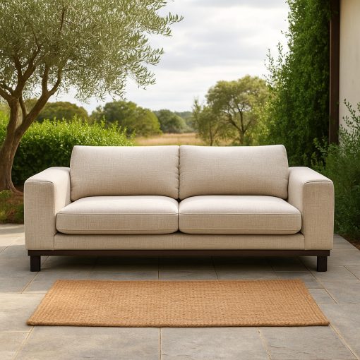 Sofá moderno de dos plazas de tela beige un sofá minimalista para el salón - Imagen 2