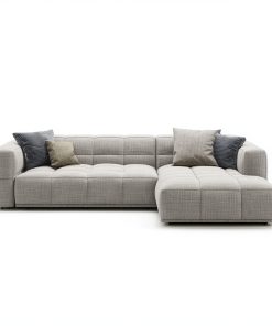 Sofá seccional moderno de tela gris claro con chaise longue un espacioso sofá para la sala de estar