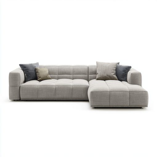 Sofá seccional moderno de tela gris claro con chaise longue un espacioso sofá para la sala de estar