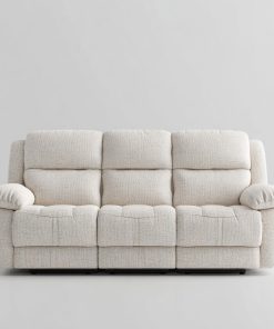 Moderno sofá reclinable de 3 plazas en tela color crema un cómodo asiento para la sala de estar