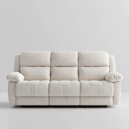 Moderno sofá reclinable de 3 plazas en tela color crema un cómodo asiento para la sala de estar