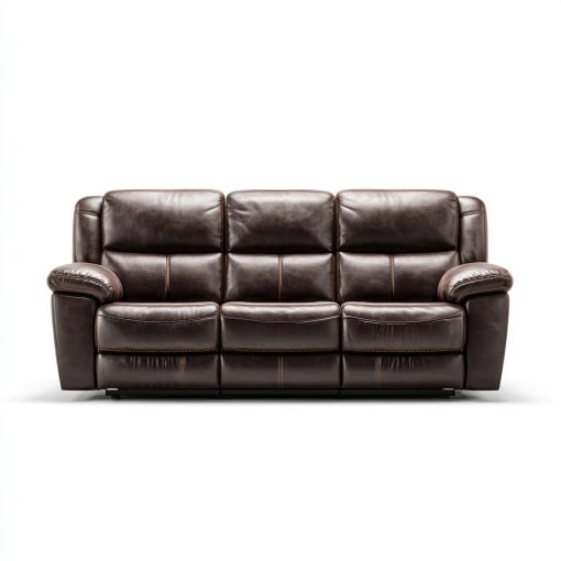 Sofá reclinable moderno de 3 plazas de cuero marrón oscuro