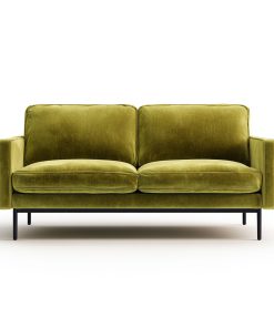 Sofá moderno de dos plazas de terciopelo verde oliva un sofá contemporáneo para el salón