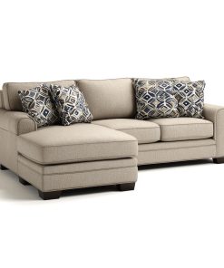 Moderno sofá seccional de tela beige con chaise longue un cómodo sofá para la sala de estar